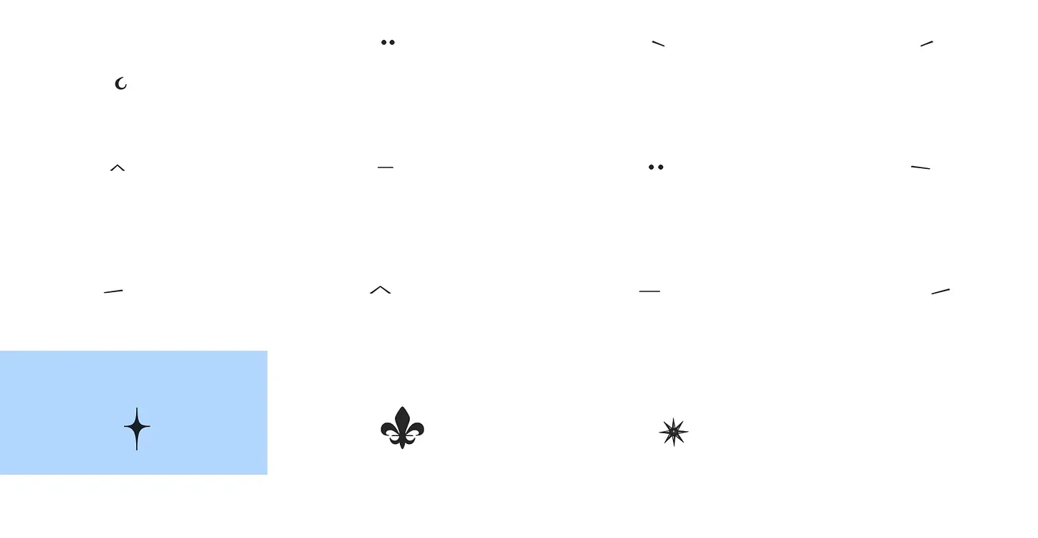 Glyphs found in the typeface