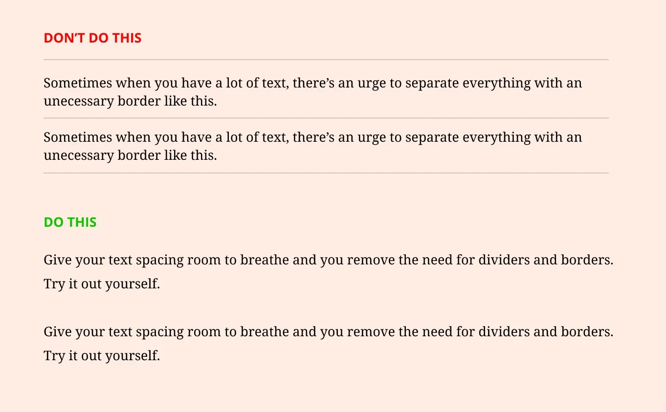 How to use padding between lines