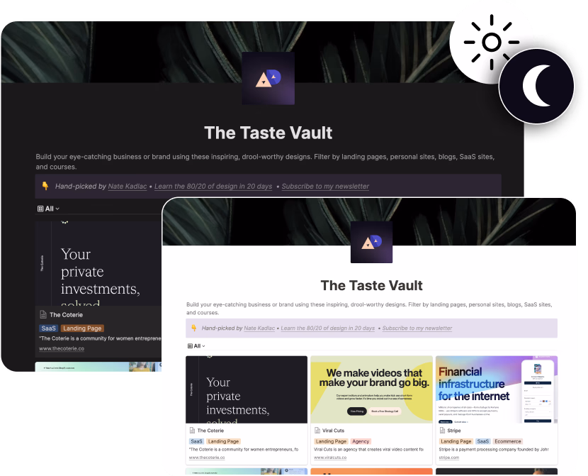 Design Vault in light and dark mode