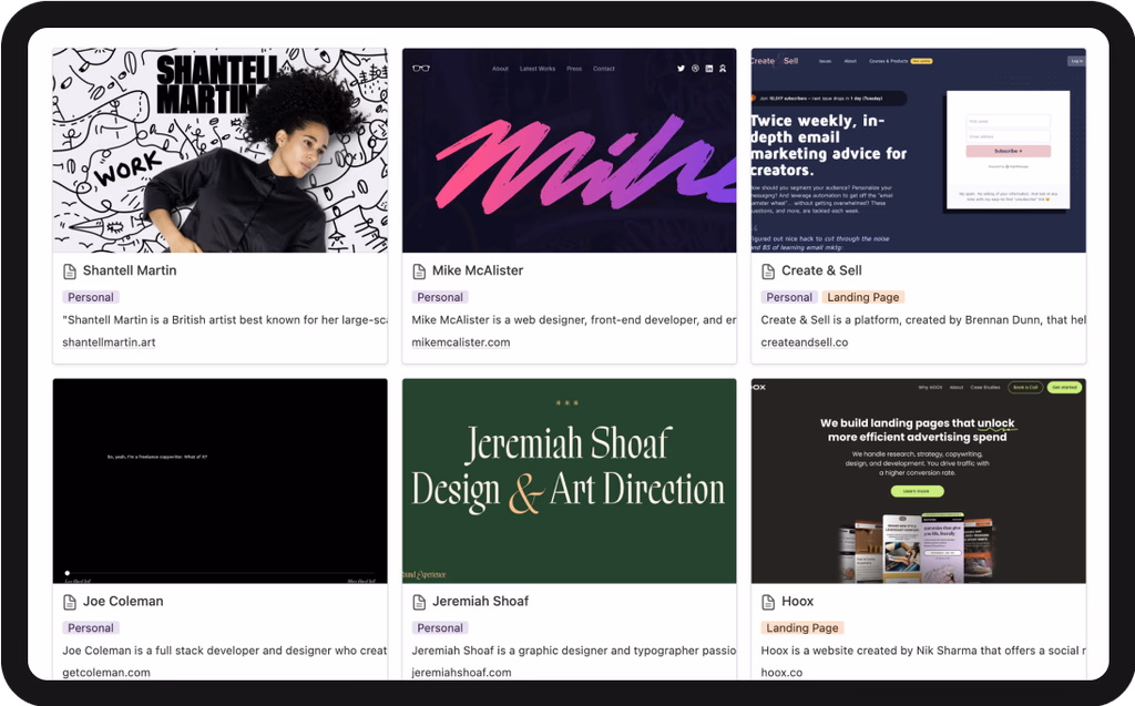 Design Vault Notion gallery view