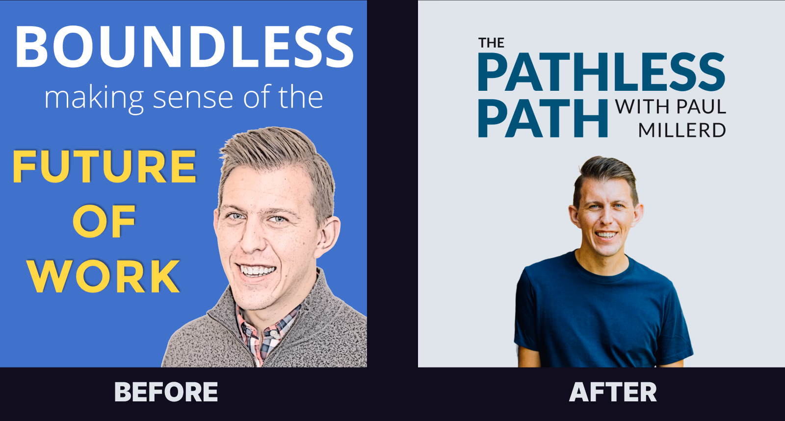 Paul Millerd's podcast art - Before and After