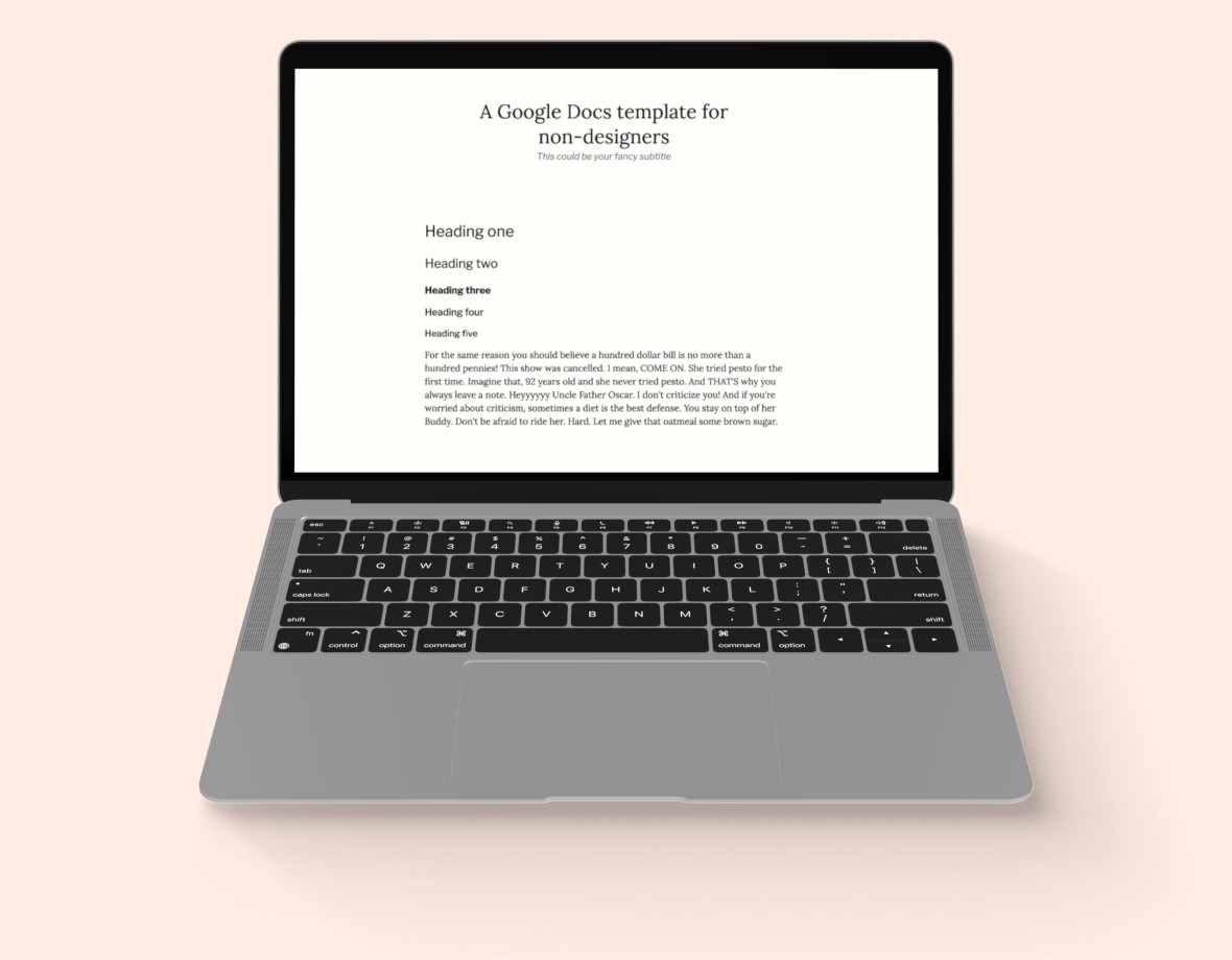 Google Docs template preview on laptop